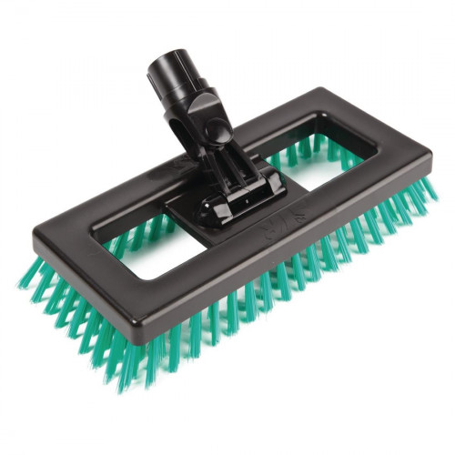 Deck scrubber with tough polypropylene base and stiff bristles - Green