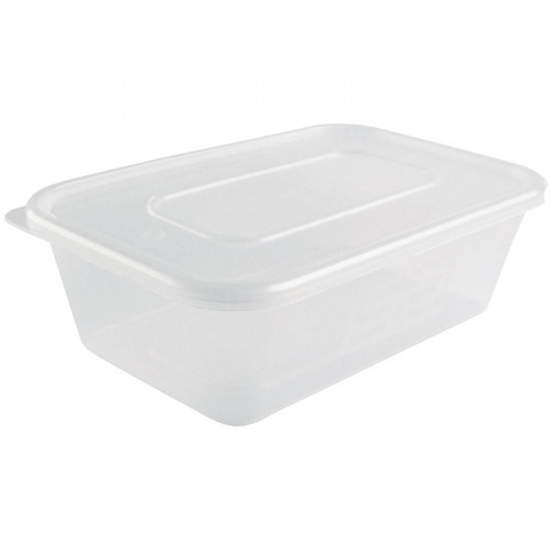 Microwave Plastic Container - 650ml with Lids (Box 250)