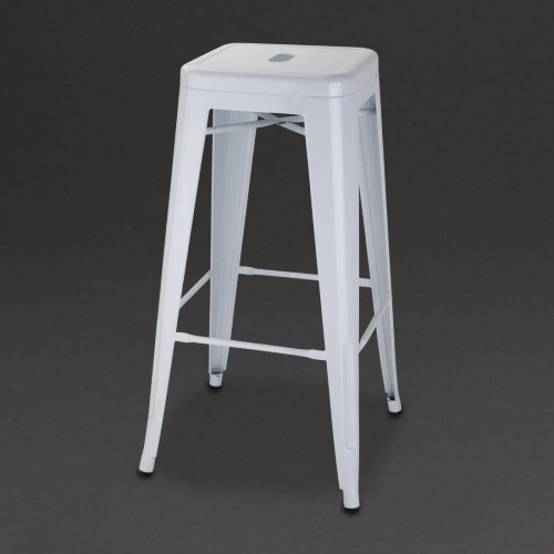 Bolero Steel Bistro High Stool White (Pack 4)