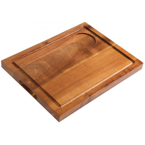 Olympia Acacia Steak Board - Recessed ramekin to fit 70mm Olympia ramekins (Y134 / Y135 / W435 / C205 / Y141