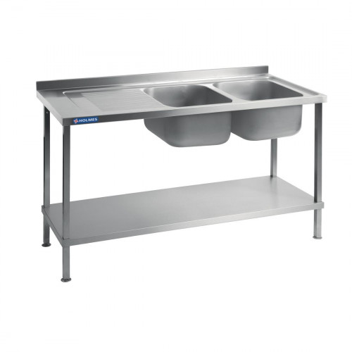 Holmes Sink Double Bowl Single L/H Drainer Welded - 1800x900x650mm (Direct)