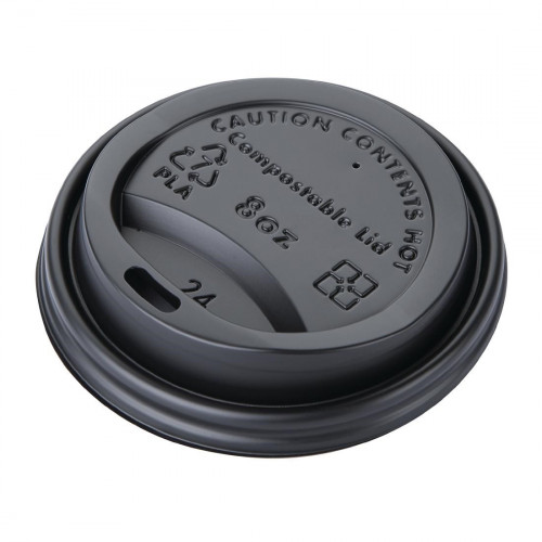 Fiesta Green CPLA Lid for Hot Cups Black - 8oz (Box 1000)
