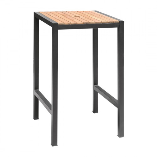Bolero Steel & Acacia Square Bar Table - 600mm