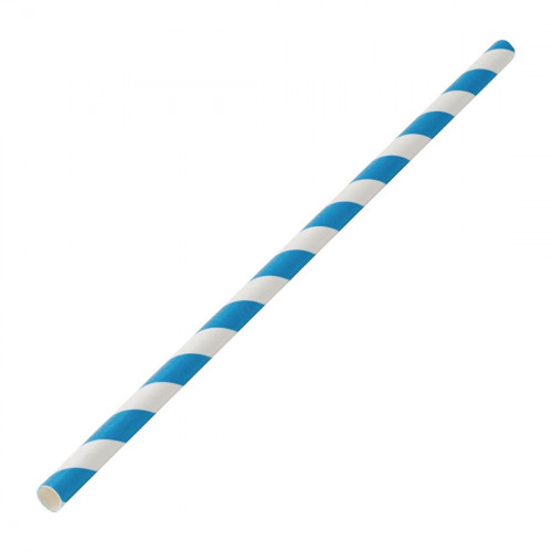 Straw Blue Stripe Paper - 200mm (Pack 250)