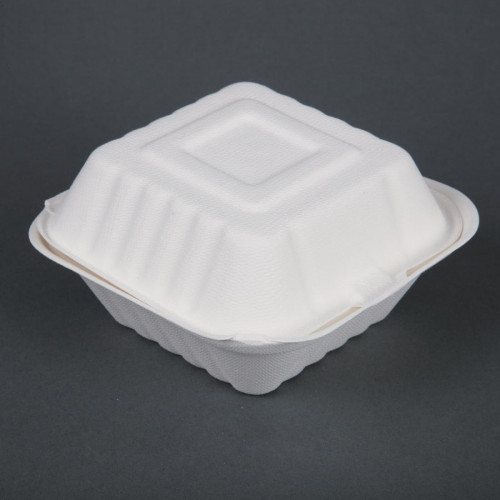 Fiesta Green Compostable Hinged Container Burger Box - 79x143x146mm (Pack 500)