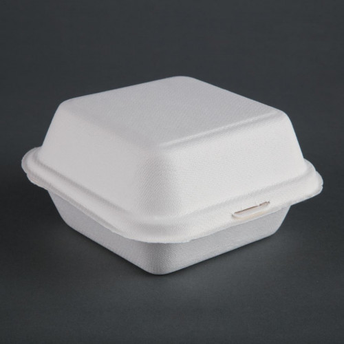 Fiesta Green Compostable Hinged Container Burger Box - 84x153x150mm (Pack 500)