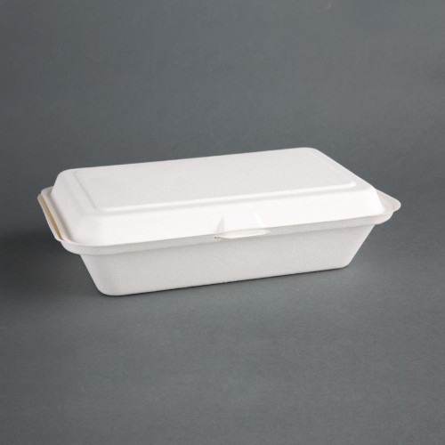 Fiesta Green Compostable Bagasse Hinged Food Containers 248x161mm Per 250
