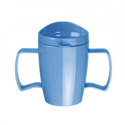 Kristallon Heritage Blue Double Handled Mug with Lid - 10oz (Box 4)