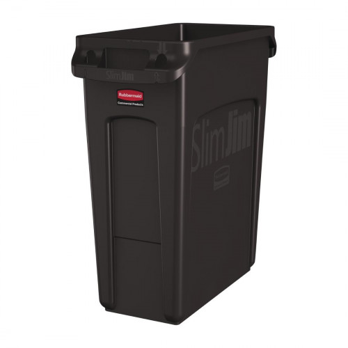 Rubbermaid Slim Jim Container with Venting Channels 60Ltr - Brown