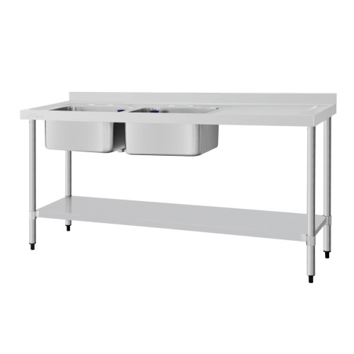 Vogue St/St Double Bowl Sink R/H Drainer - 1800mm