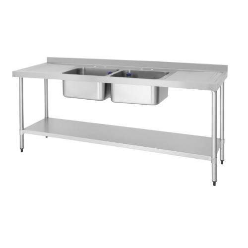 Vogue Double Bowl Sink Double Drainer - 2100mm