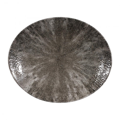 Churchill Stone Quartz Black Orbit Oval Coupe Plate - 10" (Box 12) (Direct)