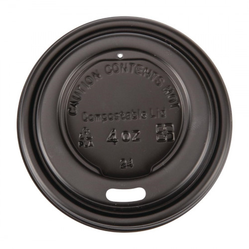 Fiesta Green CPLA 4oz Hot Cup Lids Black (Sleeve 50)