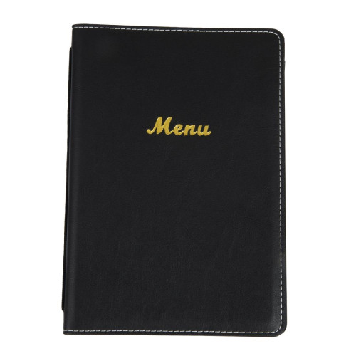 A5 Menu Cover Leatherette Black (4 sides)