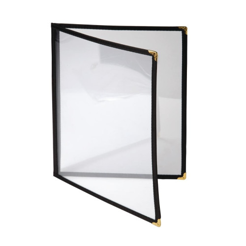 A4 Four Card American Style Menu Holder Black