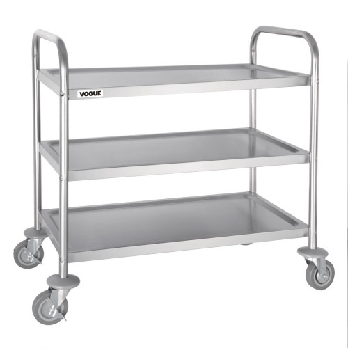 Vogue 3 Tier Flat Pack Trolley St/St - 810Lx455Wx855mmH