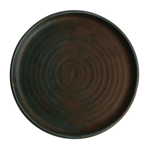 Olympia Canvas Sml Rm Rnd Plate Soft Rings Glazd Edge Green Verdigris265mm(Box6)