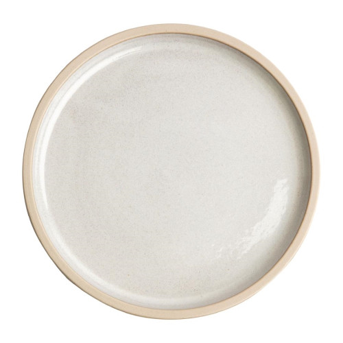 Olympia Canvas Flat Round Plate Unglazed Edge Murano White - 250mm (Box 6)