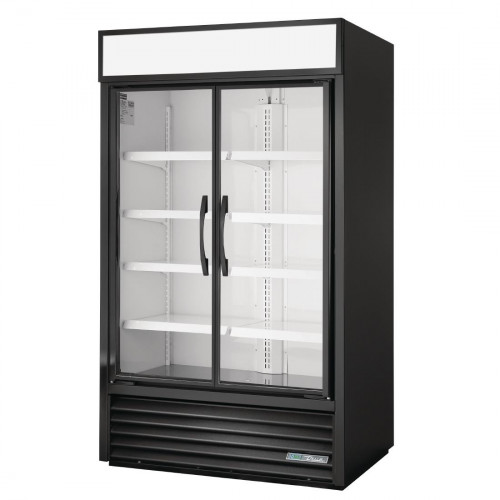 True Slimline 2 Glass Door Merchandiser Fridge - Black TVM-48SL-HC-VM01 (Direct)