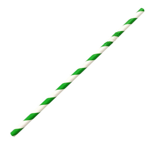 Fiesta Green Bendy Paper Straw Green Stripe - 210mm 6mm (Pack 250)