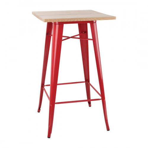 Bolero Bistro Bar Table with Wooden Top Red