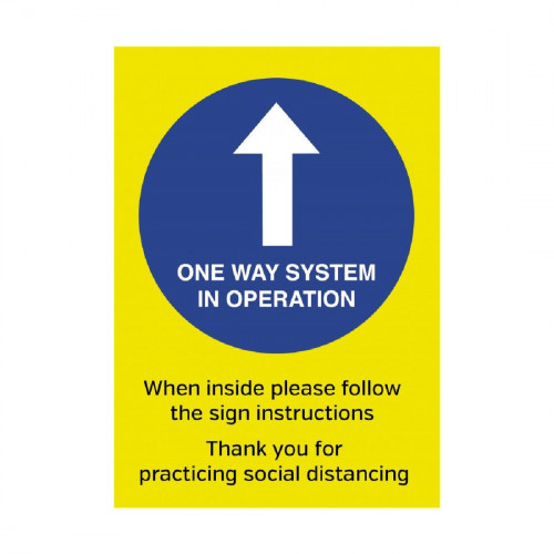 A3 Size One Way System In Operation Social Distancing Guidance Waterproof Poster
