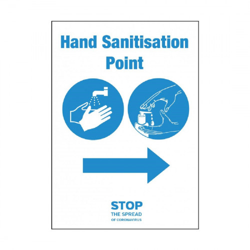 A4 Size Hand Sanitisation Point Arrow Left Self Adhesive Vinyl