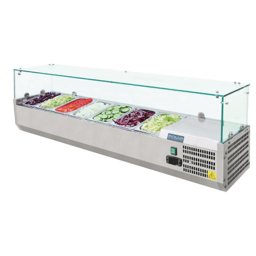 Polar Refrigerated Counter Top Prep/Servery - 1500mm 7 GN 1/4 (M)