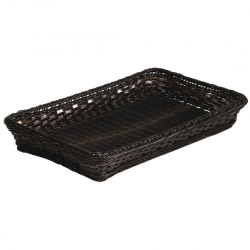 APS Frames Poly-Rattan Basket GN 1/1 Dark Brown 535x325mm h65mm