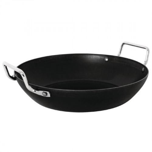 Vogue Black Iron Paella Pan - 16"