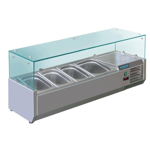 Polar REFRIGERATED Servery Topper - 1200mm 3x1/3 GN & 1x1/2 GN