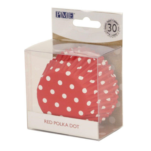 PME Red Polka Dot Standard Baking Cases (Pack 60)