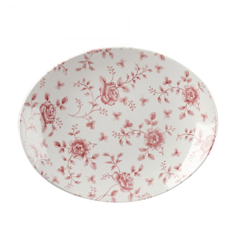 Churchill Vintage Prints Cranberry Rose Oval Plate - 317mm 12.5" (Box 6)(Direct)