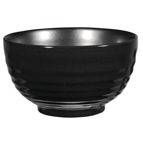 Art de Cuisine Black Glaze Ripple Bowl - 40oz 165mm (W)x90mm (H) (Box 6)(Direct)