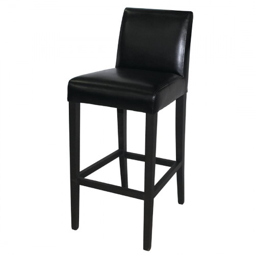 Bolero Faux Leather High Bar Stool with Full Back (Black)