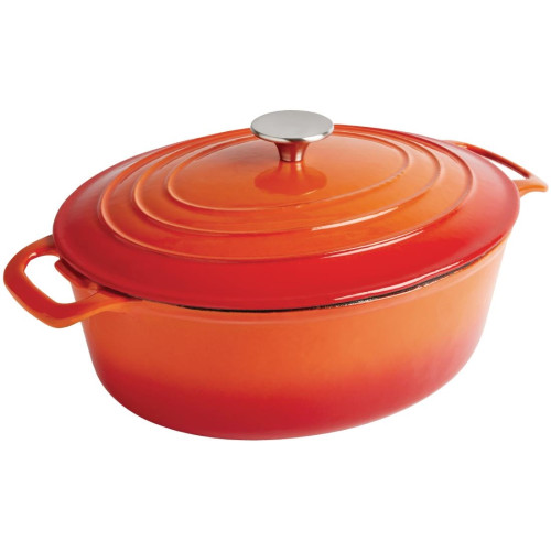 Vogue Oval Casserole Orange - 5Ltr 110h x 243w x 295mm d