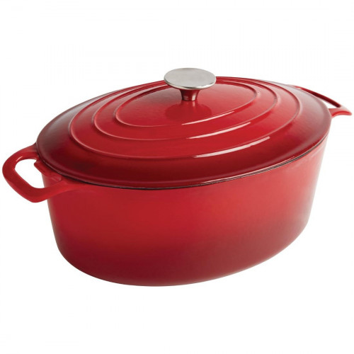 Vogue Oval Casserole Red - 5Ltr 110h x 243w x 295mm d