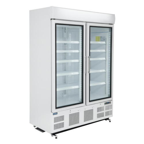 Polar Double Door Display FREEZER with Light Box - 920Ltr