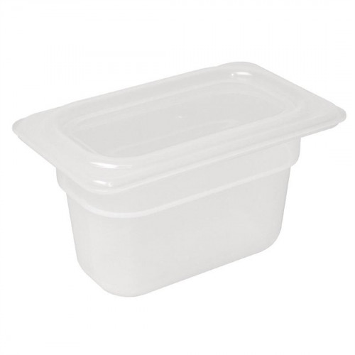 Vogue Polypropylene GN Container 1/9 with Lid 100mm (H) 0.85Ltr (Pack 4)