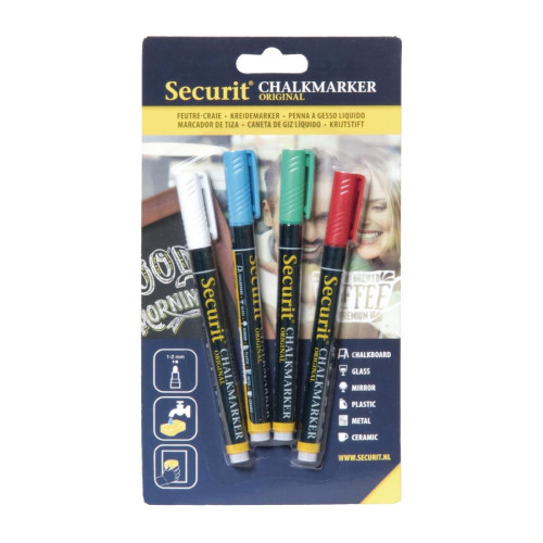 Securit Wipe Clean Assorted Marker Pens Per Pack 4
