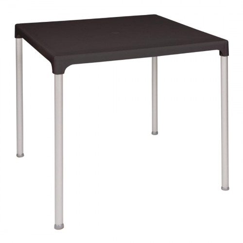 Bolero PP Square 750mm Table with Aluminium Legs Black