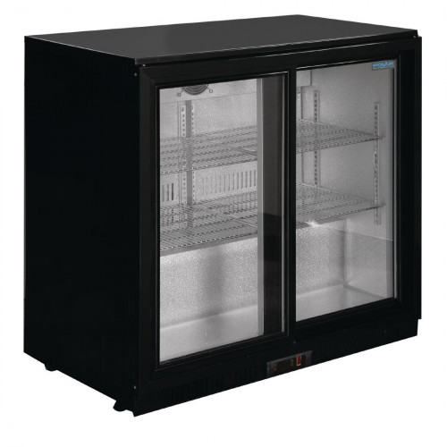 Polar REFRIGERATED Double Sliding Door Back Bar Cooler - Black