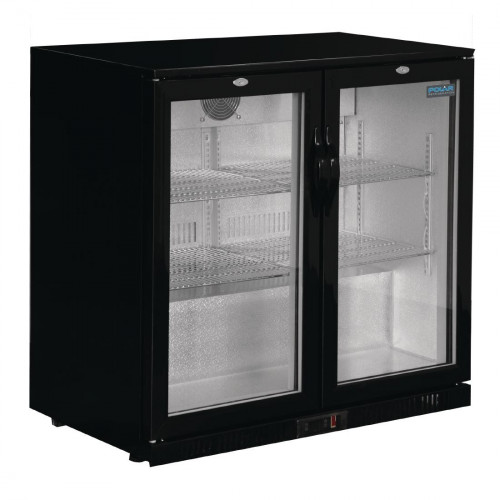 Polar REFRIGERATED Double Hinged Door Back Bar Cooler 850mm - Black