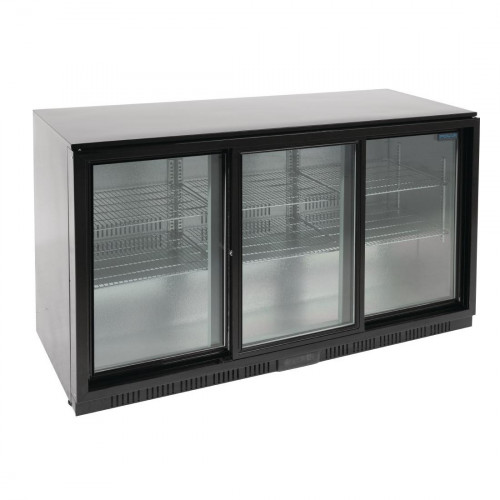 Polar REFRIGERATED Triple Sliding Door Back Bar Cooler 850mm - Black