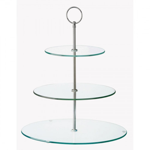 Glass Three Tiered Cake Stand - 280(dia)x340(h)mm