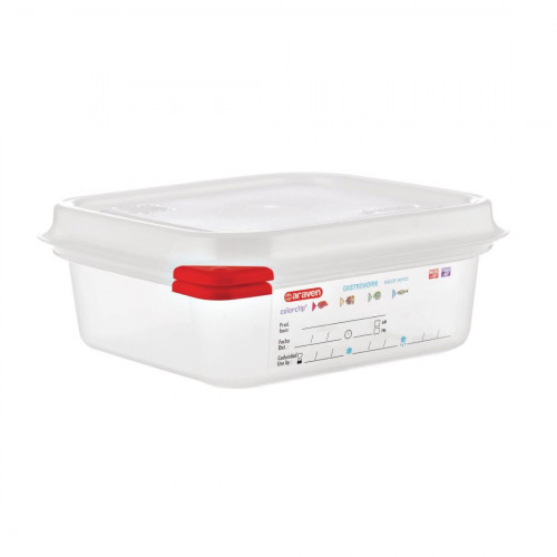 Araven PP Food Container 1/6 GN 1.1Ltr with Lid 65mm (H) (Pack 4)