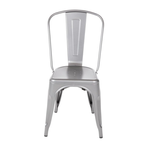 Gun Metal Grey Steel Bistro Side Chair (Pack 4)