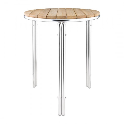 Bolero 600mm Round Ash & Alu Leg Table