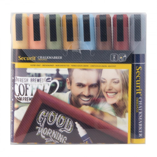 Securit Earth Liquid Chalkmarkers - 2x6mm Nib (Pack 8)