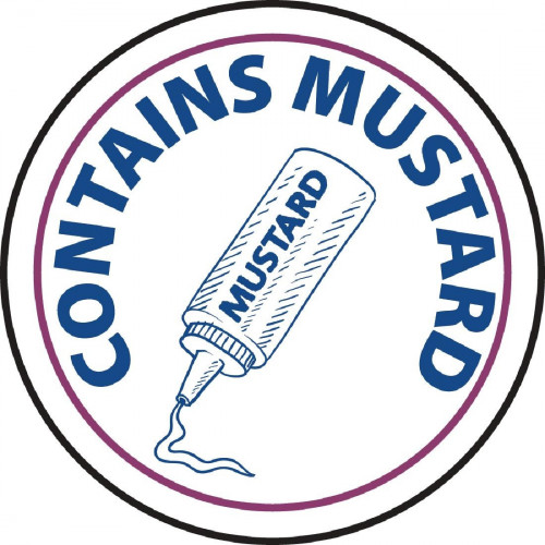 Vogue Contains Mustard 1" Allergen Label (Roll 1000)